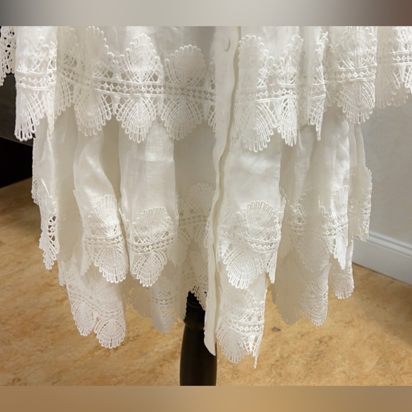 LEGALLY RED LAWN DRESS WITH RUFFLE AND LACE INSERT DETAIL - Picture 8 of 10